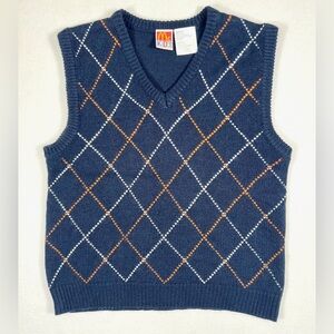 MCKIDS Vintage 90s Boys Argyle‎ Hearts Knit Sweater Vest McDonalds Preppy Size 7